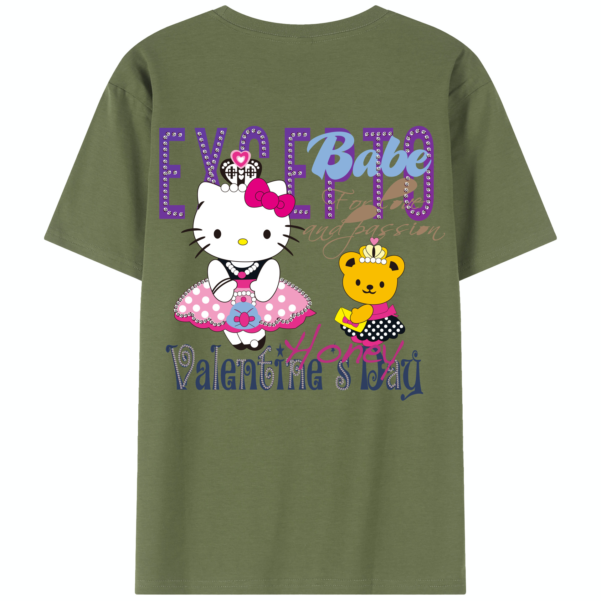 （画像用） Hello Kitty ハローキティ 綿100％半袖Tシャツ（背面プリント）